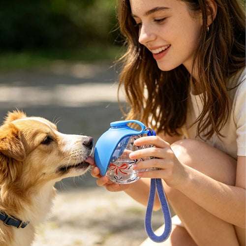 2-in-1 Hunde-Wasserflasche mit Napf – 285ml Reise-Trinkflasche für Hunde